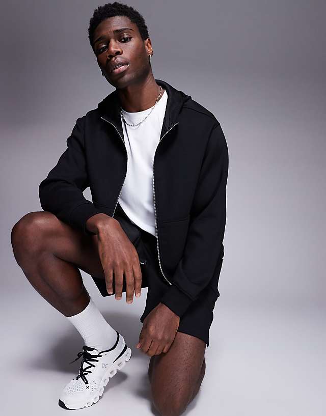 asos 4505 quick dry performance jersey training hoodie in black