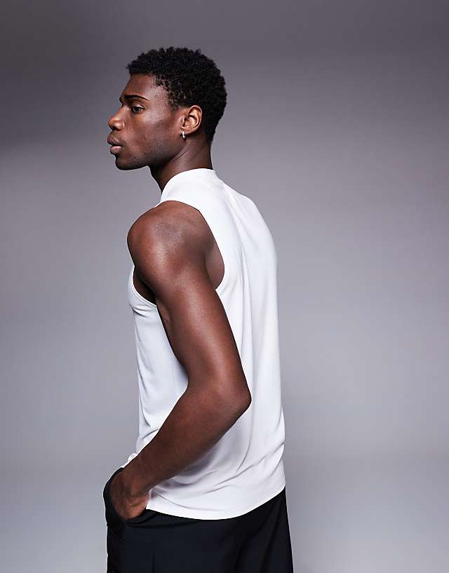 Asos 4505 Quick Dry Performance Jersey Training Tank In White