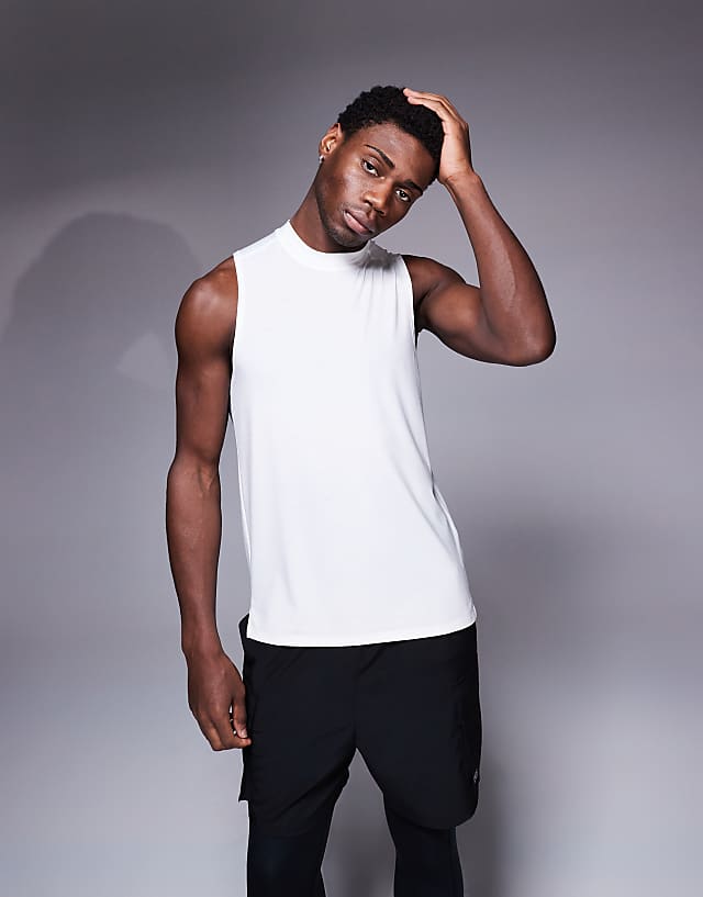 Asos 4505 Quick Dry Performance Jersey Training Tank In White