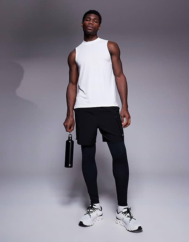 asos 4505 quick dry performance jersey training tank in white