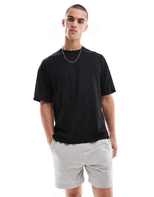 asos 4505 quick dry performance mesh t-shirt in black