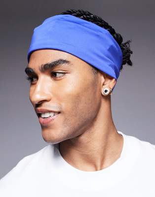 Asos 4505 Quick Dry Running Headband In Cobalt Blue