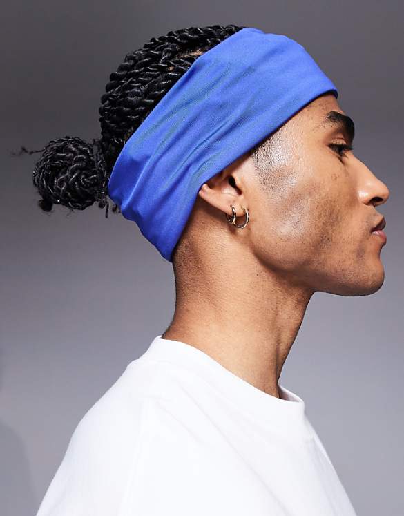 asos 4505 quick dry running headband in cobalt blue