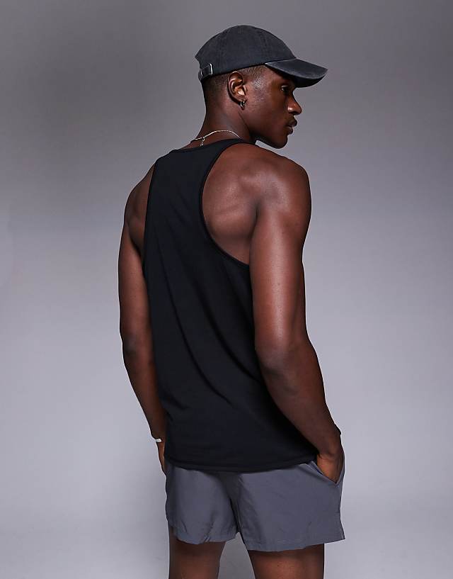 Asos 4505 Quick Dry Square Neck Slim Fit Training Vest In Black