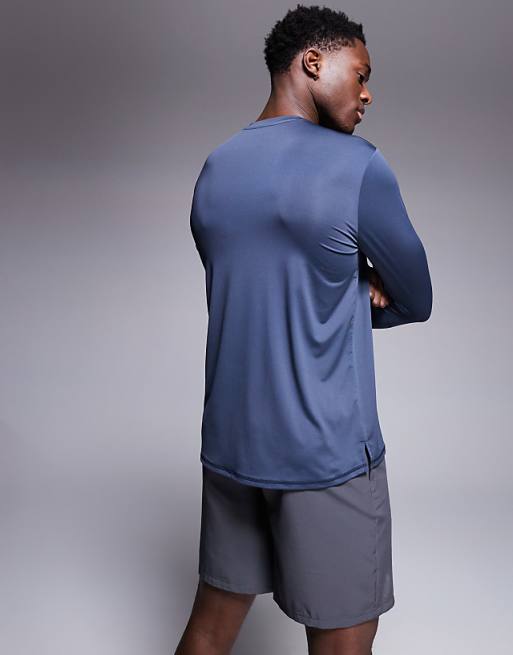 Asos 4505 Regular Fit Quick Dry Long Sleeve Running T-shirt In Navy