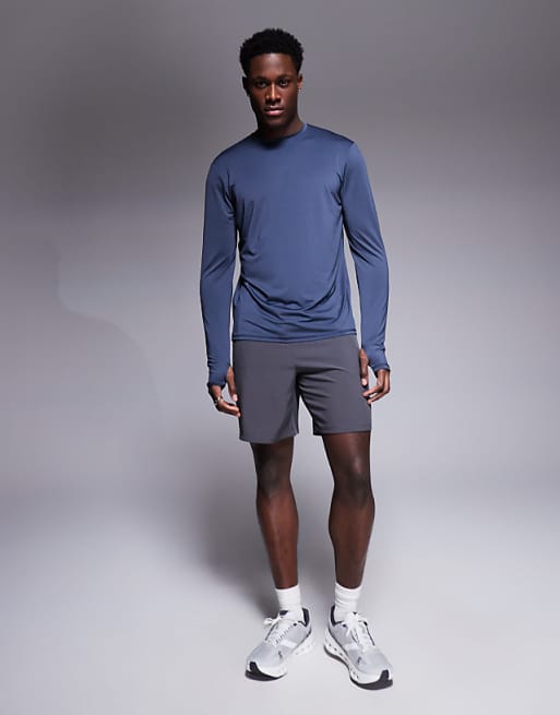 Asos 4505 Regular Fit Quick Dry Long Sleeve Running T-shirt In Navy