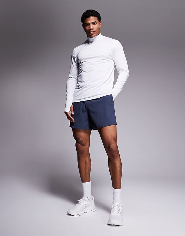 Asos 4505 Regular Fit Quick Dry Long Sleeve Running T-shirt With Mock Neck In White
