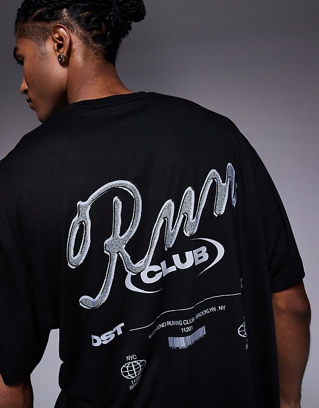 Asos 4505 Run Club Back Print Quick Dry Mesh Training T-shirt In Black