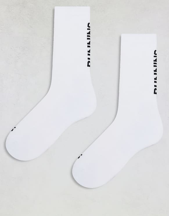 asos 4505 Run Club printed socks with anti bacterial finish 2 pack in white