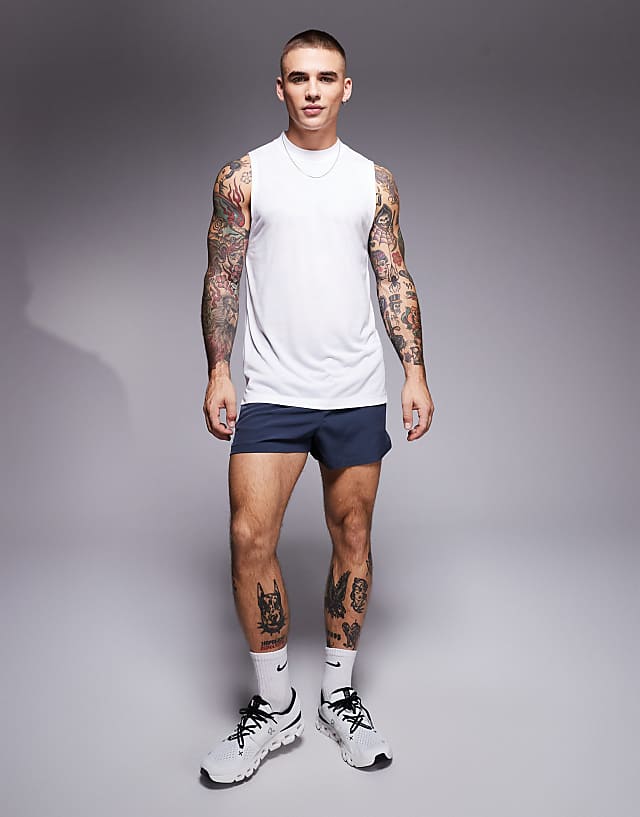 Asos 4505 Run Club Quick Dry Oversized Performance Tank With Back Print In White