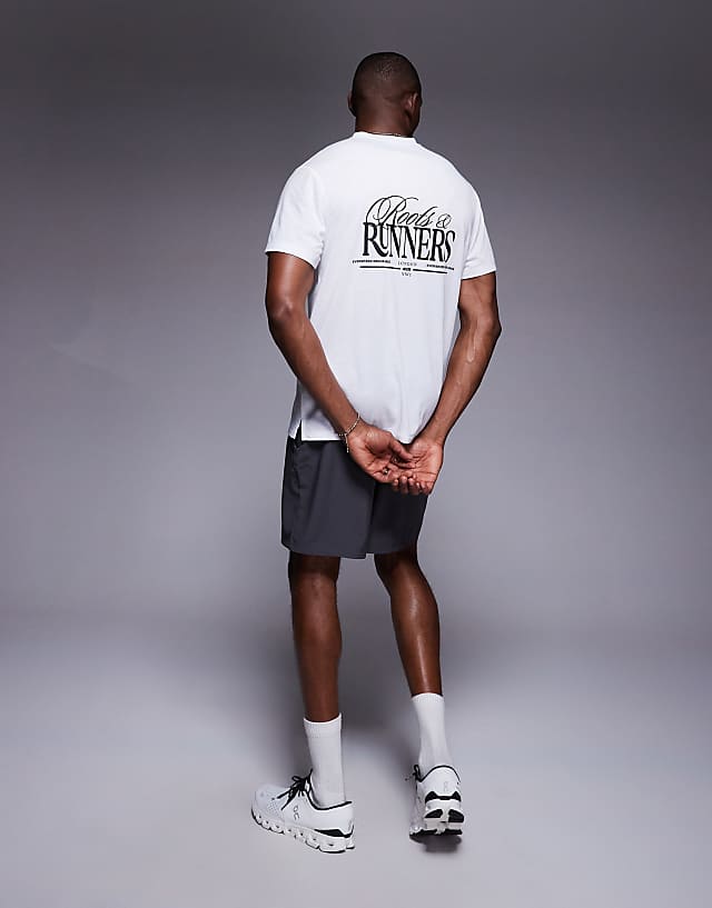 Asos 4505 Running Back Graphic Loose Fit Mesh T-shirt In White