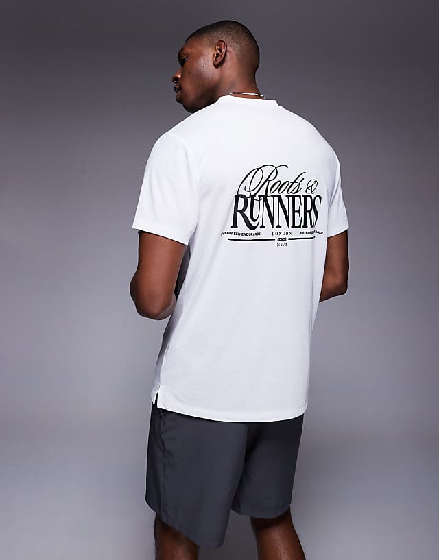 Asos 4505 Running Back Graphic Loose Fit Mesh T-shirt In White