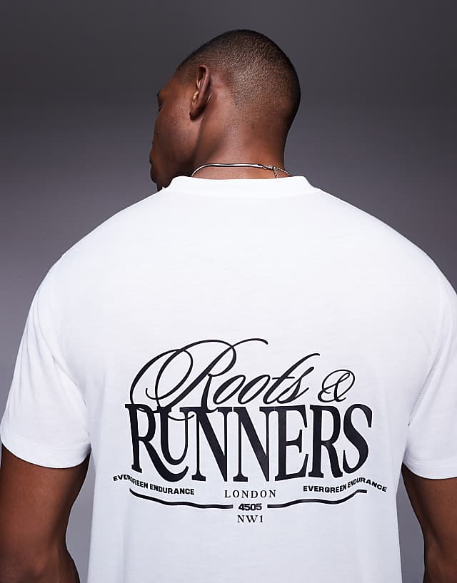 asos 4505 Running back graphic loose fit mesh t-shirt in white