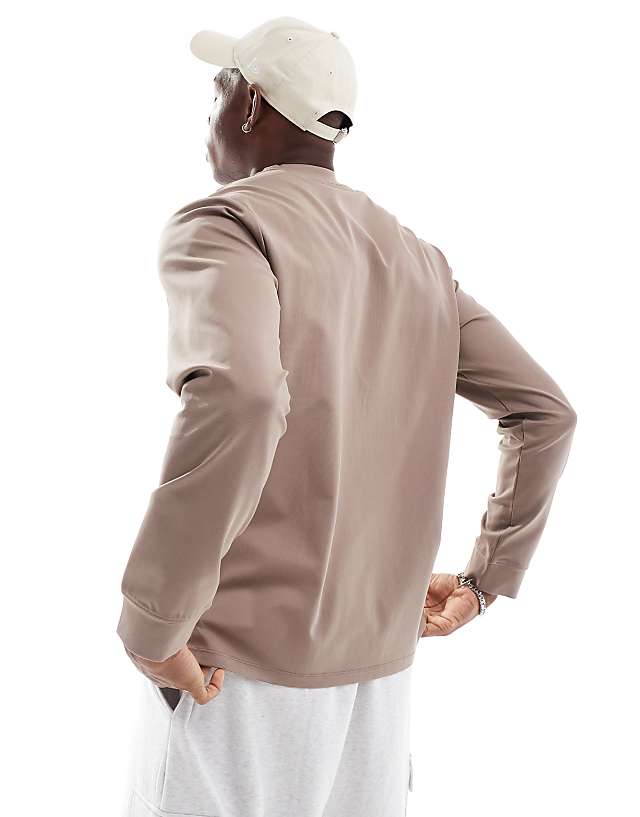 Asos 4505 Running Performance Waffle Long Sleeve Thermal Top In Taupe Grey