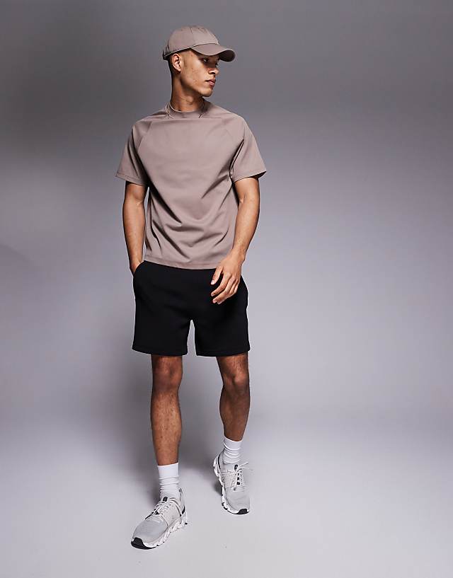 Asos 4505 Running Performance Waffle T-shirt In Taupe Grey