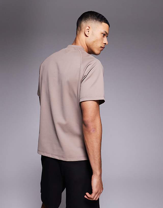 Asos 4505 Running Performance Waffle T-shirt In Taupe Grey