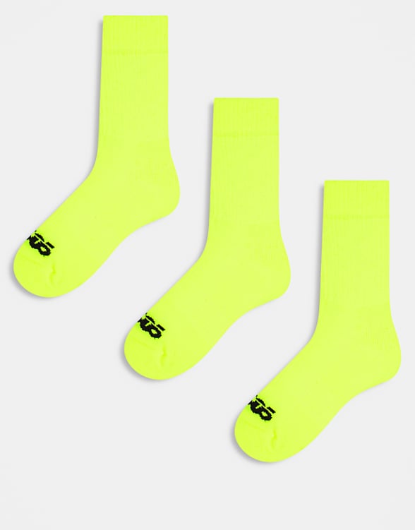 asos 4505 running socks with arch support and anti bacterial finish in neon yellow