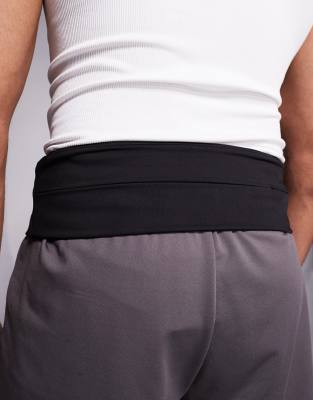 Asos 4505 Running Waist Belt With Concealed Pocket In Black