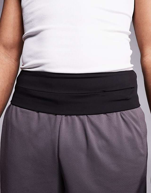 asos 4505 running waist belt with concealed pocket in black