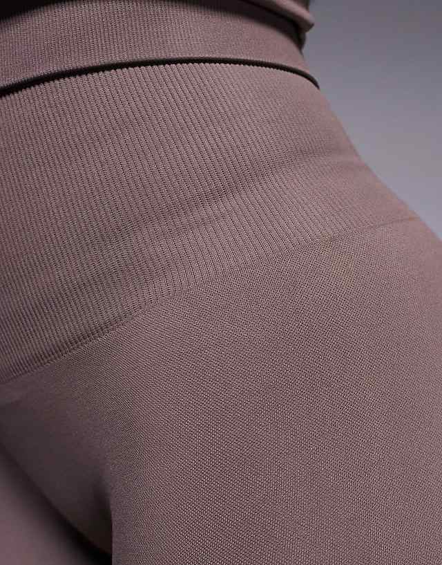Asos 4505 Seamless 5 Inch High Waist Legging Shorts In Taupe