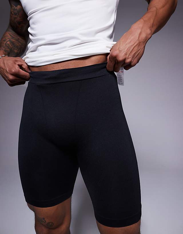 Asos 4505 Seamless 8 Inch Base Layer Running Shorts With Drawstring Waist In Black