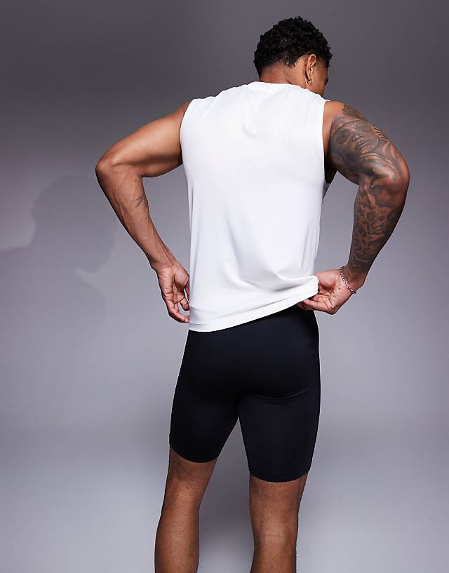 Asos 4505 Seamless 8 Inch Base Layer Running Shorts With Drawstring Waist In Black