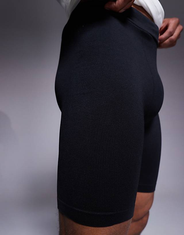 Asos 4505 Seamless 8 Inch Base Layer Running Shorts With Drawstring Waist In Black
