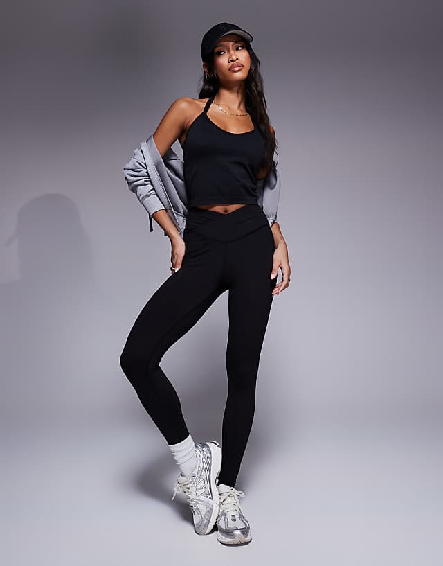 Asos 4505 Seamless Halter Neck Vest With Inner Support In Black
