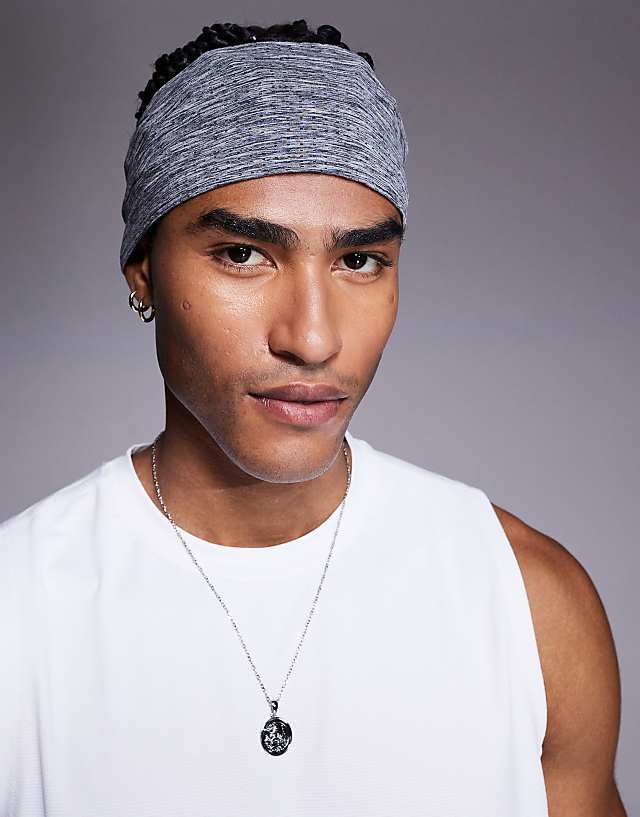 asos 4505 seamless mesh running headband in charcoal