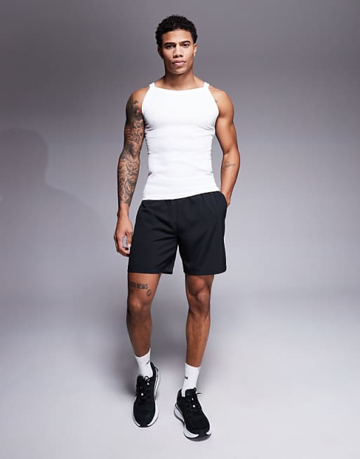 Asos 4505 Seamless Ribbed Square Neck Muscle Vest In White