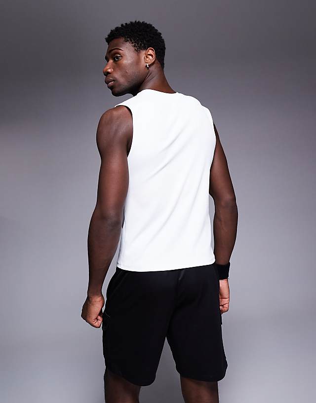 Asos 4505 Slim Fit Active Rib 90s Training Tank In White
