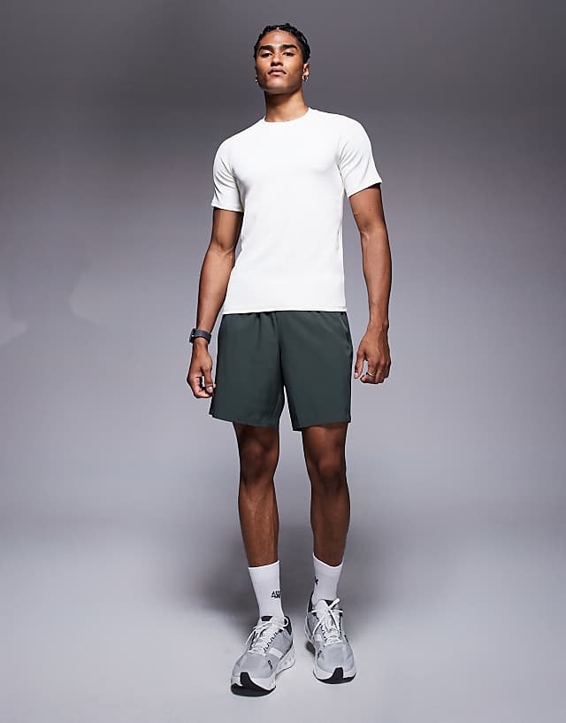 Asos 4505 Slim Fit Ribbed Training T-shirt In Vintage White