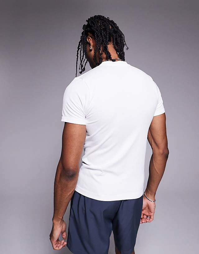 Asos 4505 Slim Fit Seamless Ribbed Training T-shirt In White