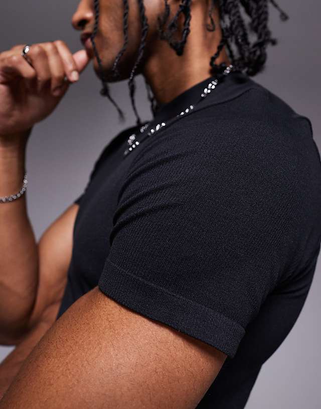 Asos 4505 Slim Fit Seamless Ribbed Training T-shirt In Black