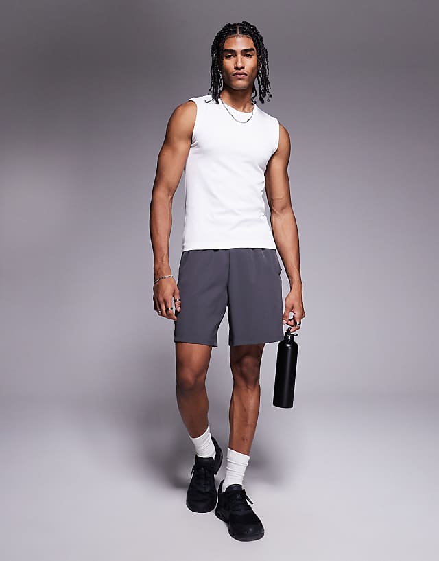 Asos 4505 Slim Fit Seamless Ribbed Training Tank In White
