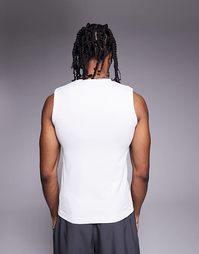 Asos 4505 Slim Fit Seamless Ribbed Training Tank In White