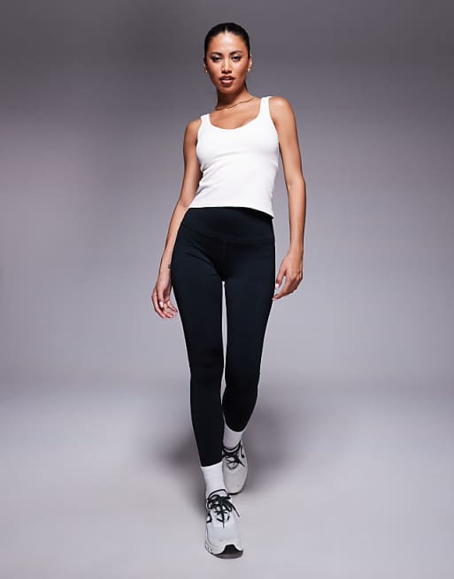 Asos 4505 Smooth Seamless V Neck Vest With Inner Bra In Parchment