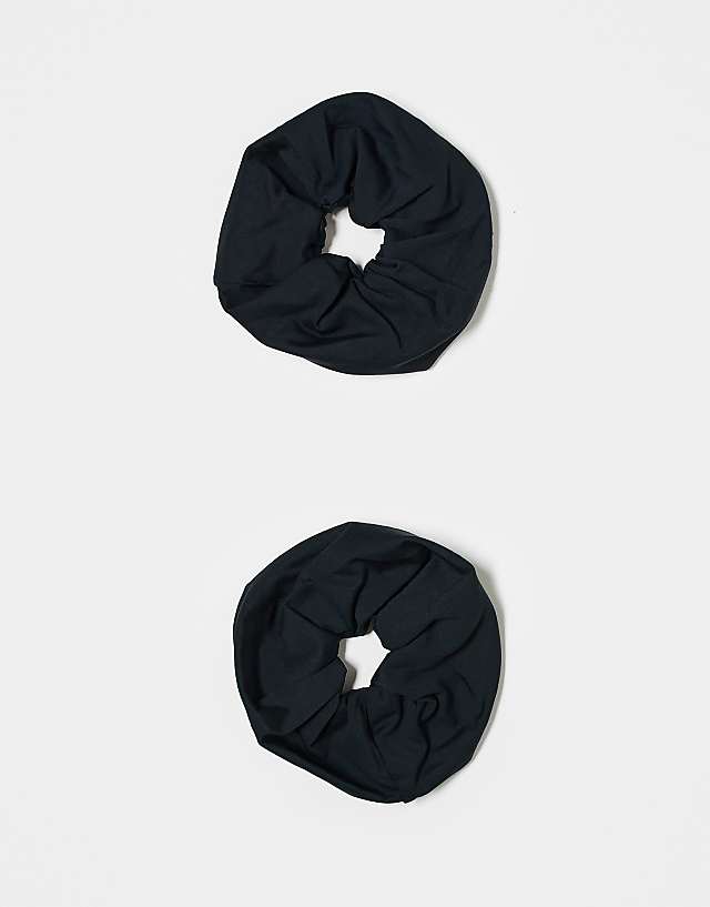 asos 4505 soft touch yoga hair scrunchie 2 pack in black