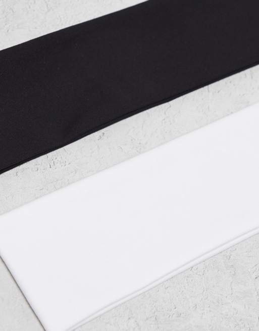 Asos 4505 Soft Touch Yoga Wide Headband 2 Pack In Black And White