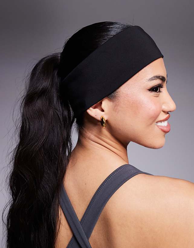 asos 4505 soft touch yoga wide headband 2 pack in black