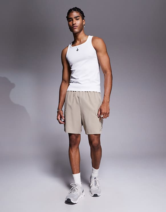 Asos 4505 Square Neck Slim Fit Seamless Rib Training Vest In White