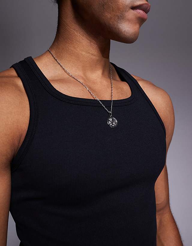 Asos 4505 Square Neck Slim Fit Seamless Rib Training Vest In Black