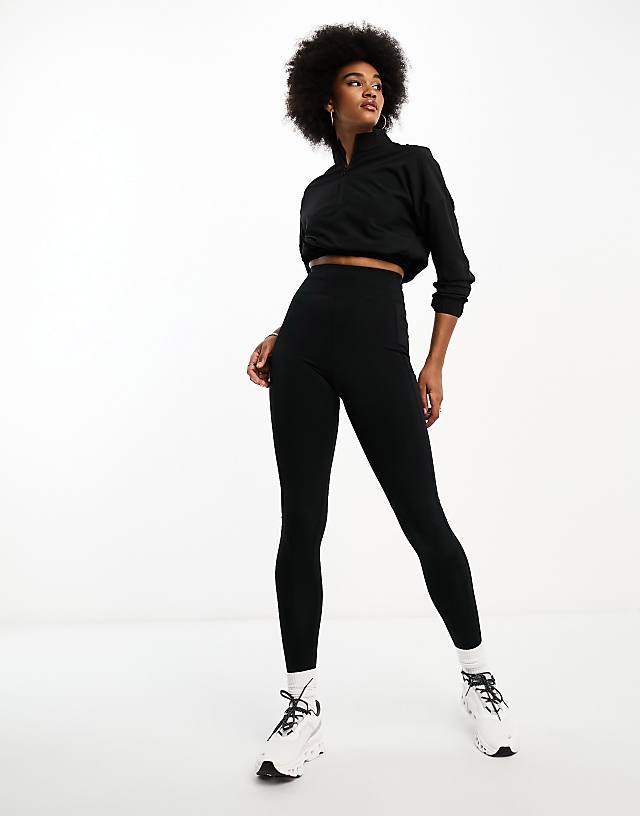 Asos 4505 Tall Icon Active Tie Waist Run Legging With Phone Pocket In Black