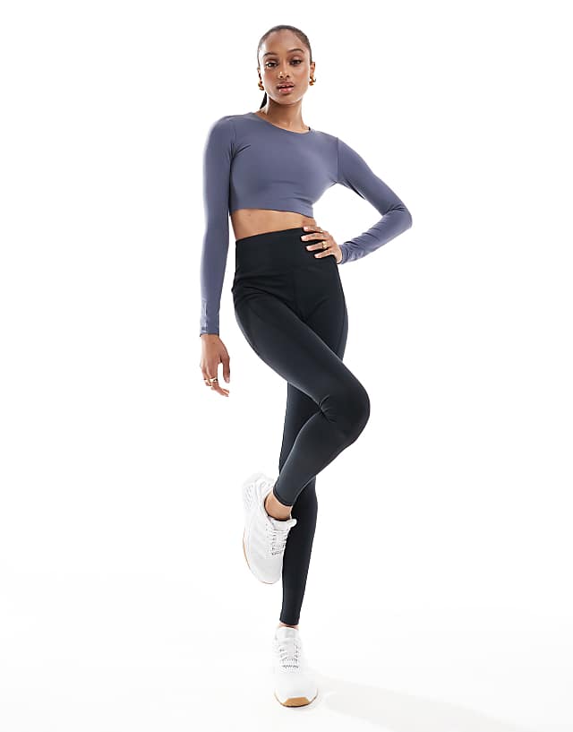 asos 4505 Tall Icon active tie waist run legging with phone pocket in black