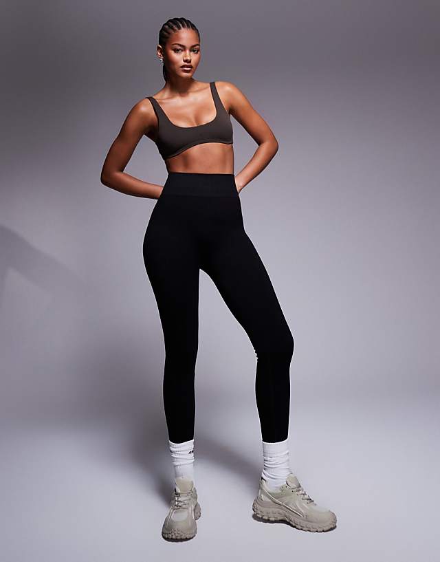 Asos 4505 Tall Icon Seamless Rib Gym Legging In Black
