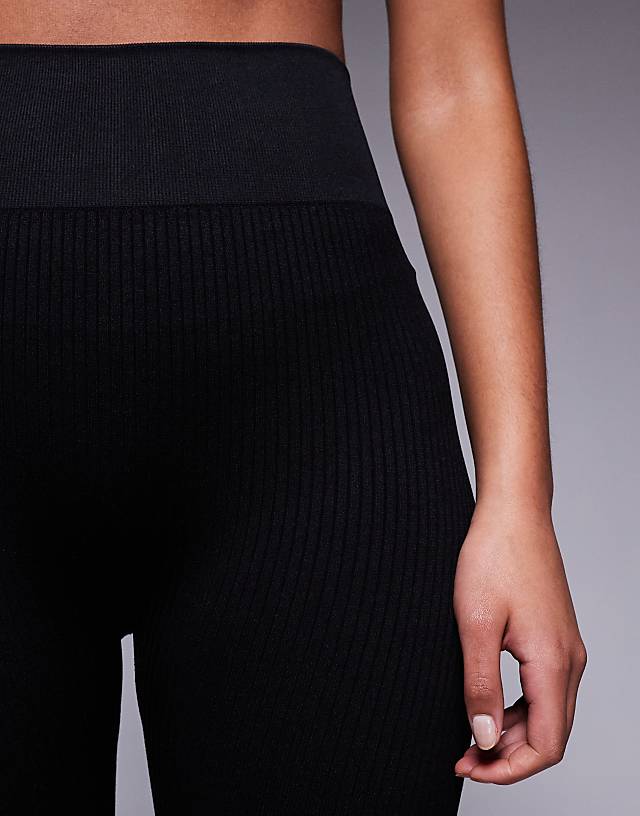 Asos 4505 Tall Icon Seamless Rib Gym Legging In Black