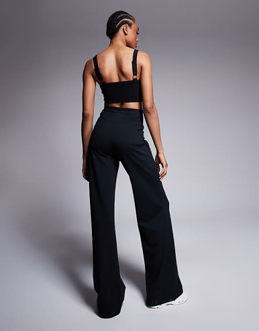 Asos 4505 Tall Icon Soft Touch High Waist Wide Leg Dance Pant In Black