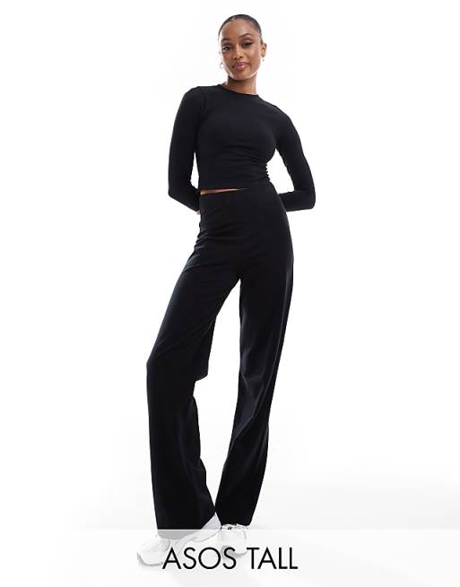 asos 4505 Tall Icon soft touch high waist wide leg dance pant in black