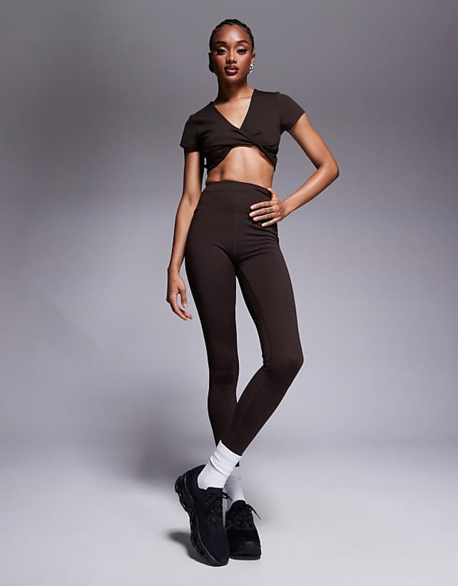 asos 4505 Tall Icon soft touch high waist yoga legging in chocolate