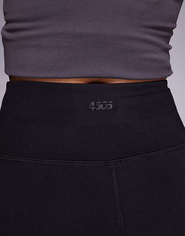 Asos 4505 Tall Icon Soft Touch Wrap Waist Slim Kick Yoga Legging In Black